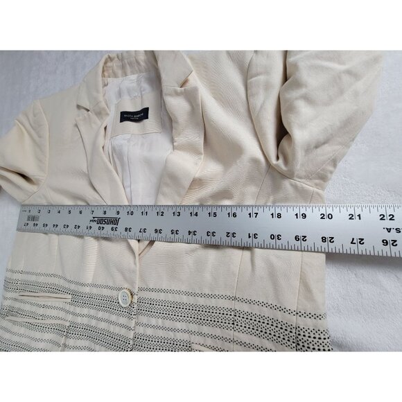 Piazza Sempione Womens Striped Beige One Button Blazer Size 46 Stretch Italy - Picture 8 of 10